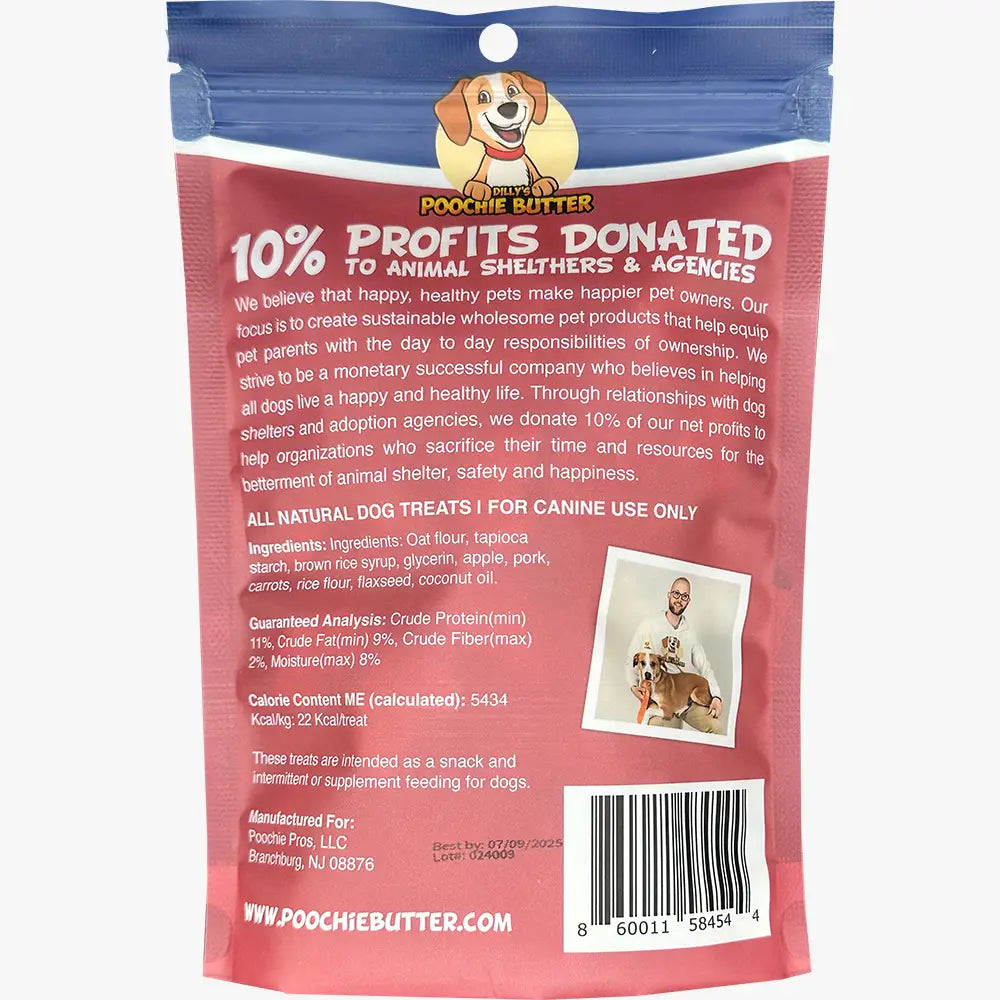 Golosinas masticables suaves para perros con cerdo y manzana de 8 oz