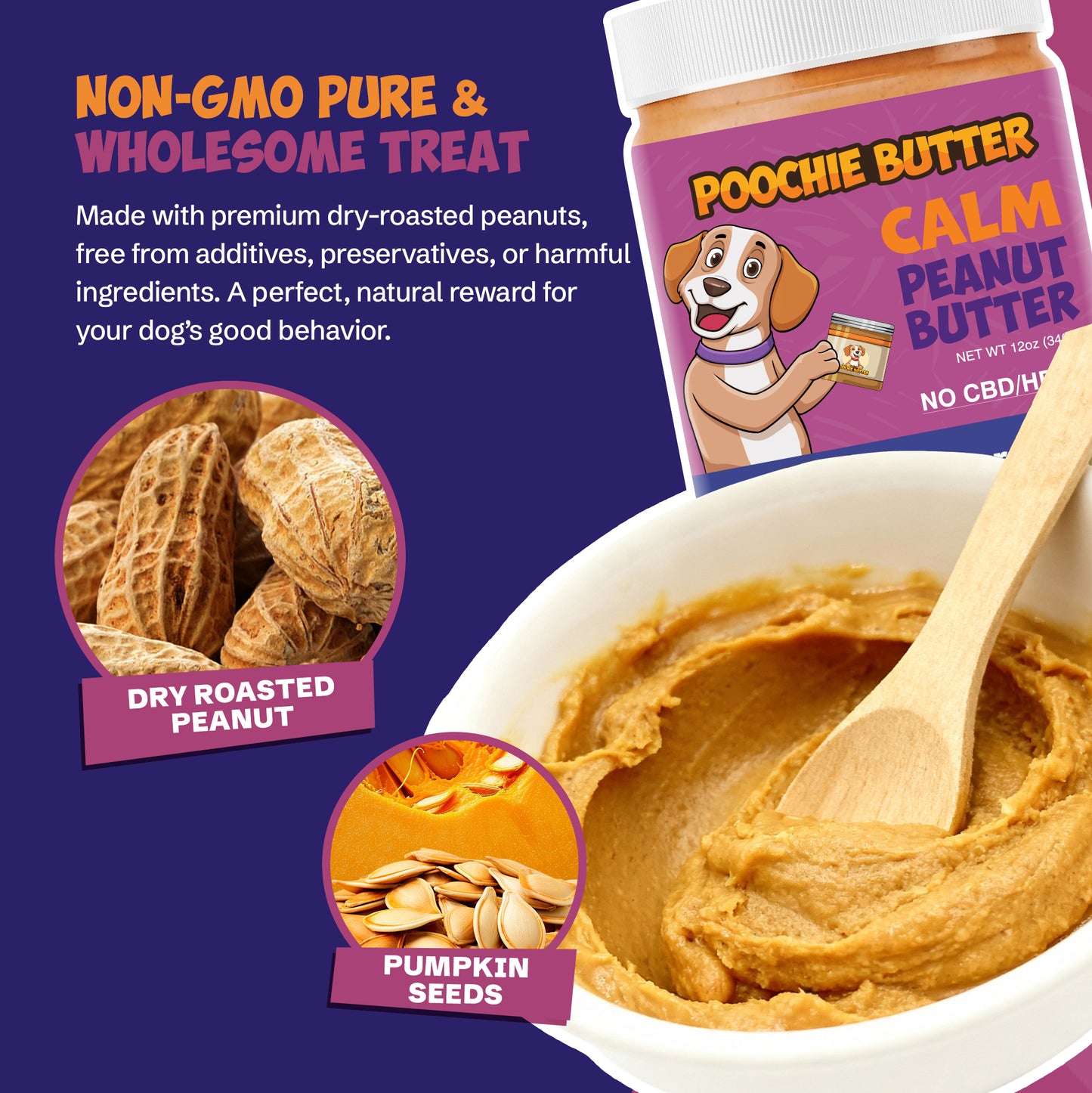 12oz Calm Dog Peanut Butter Jar