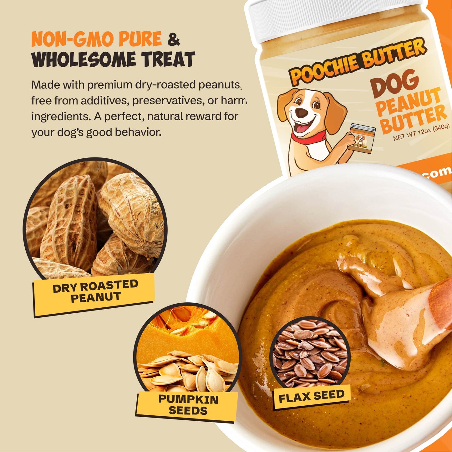 12oz Pumpkin Dog Peanut Butter Jar