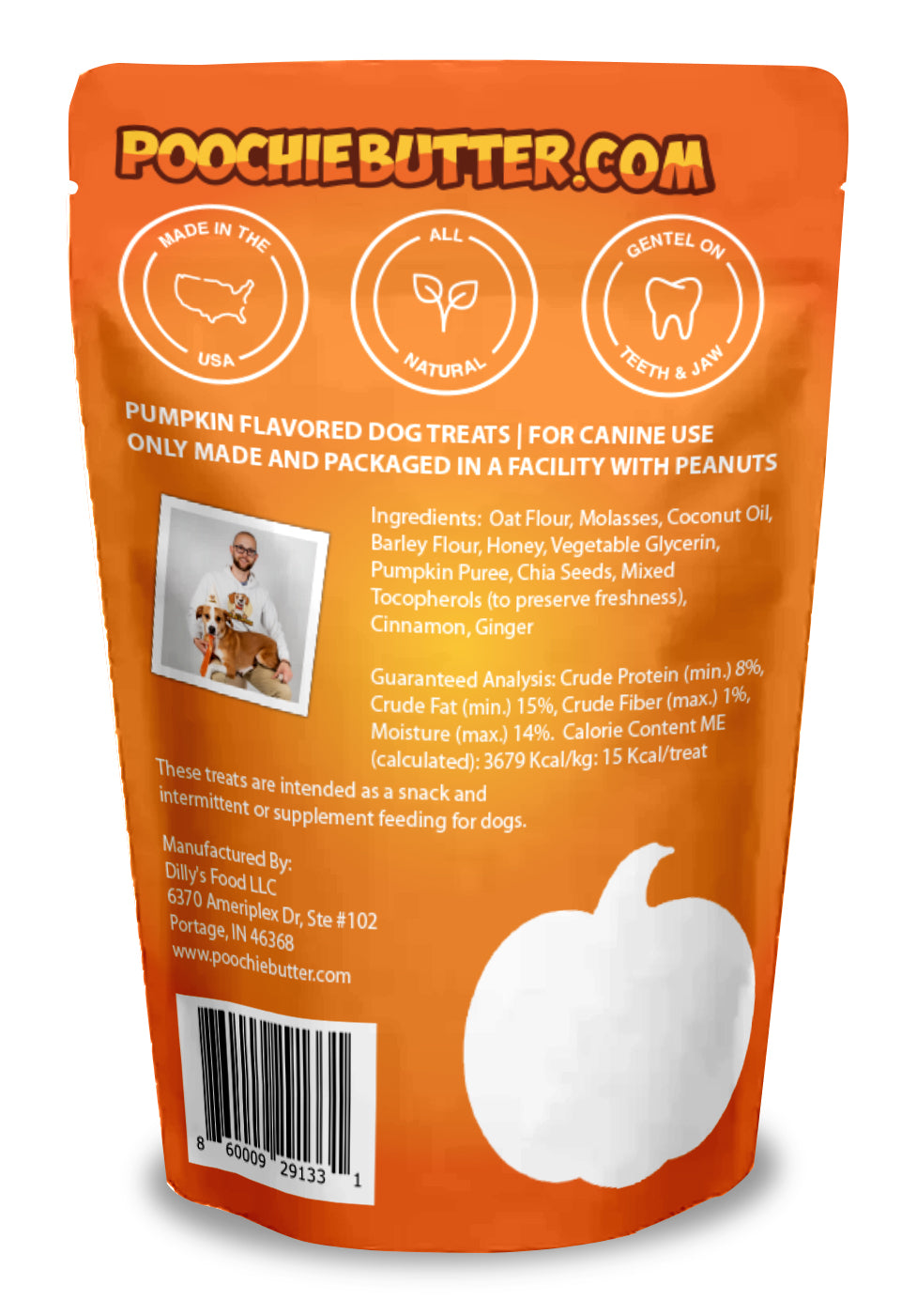 Golosinas masticables suaves para perros de calabaza, 8 oz