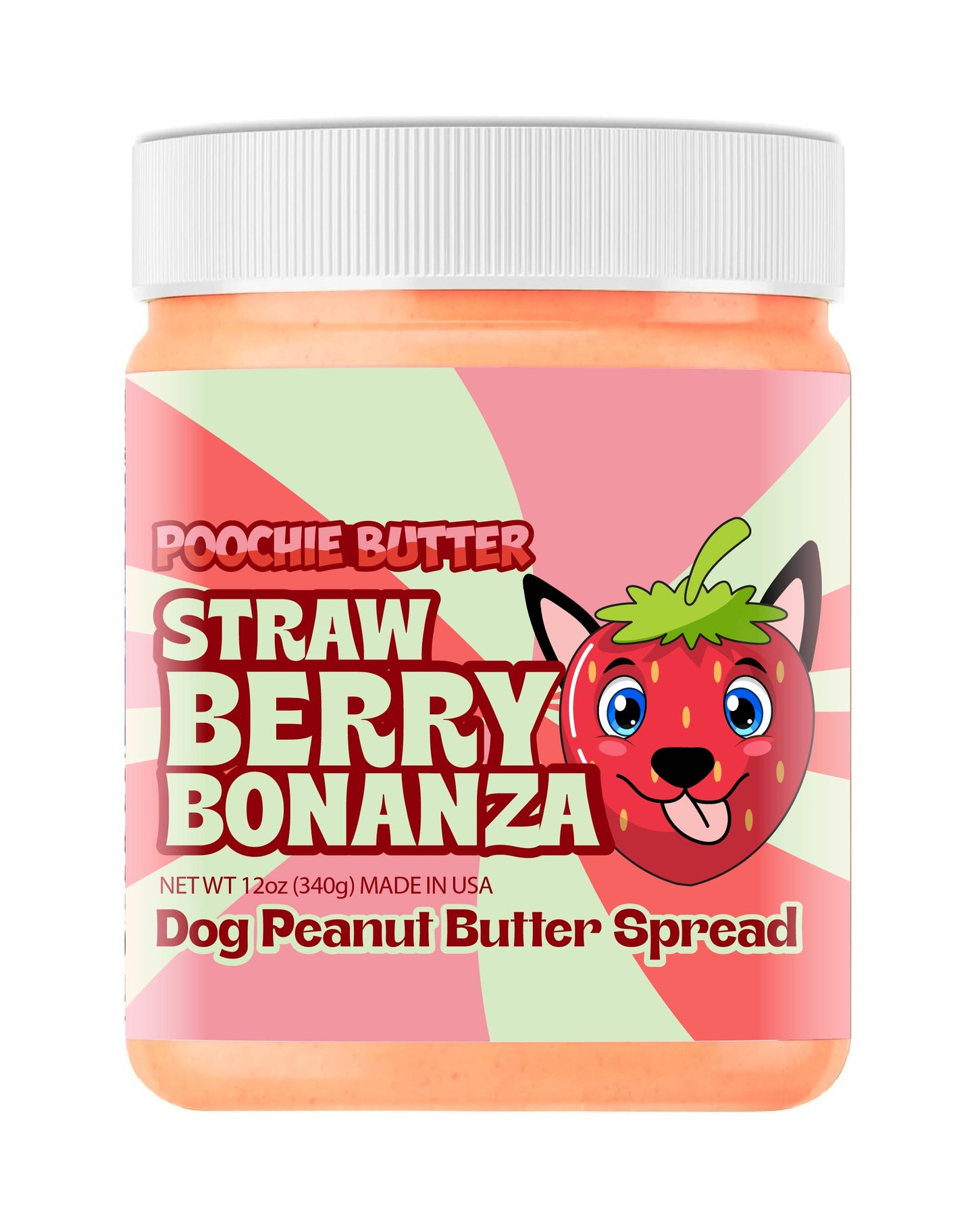 12oz Strawberry Flavored Dog Peanut Butter Jar